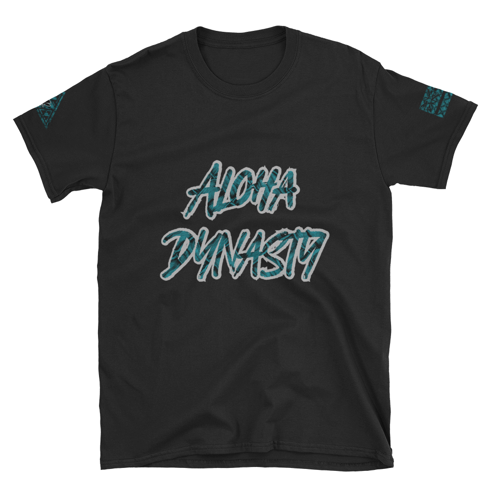 Rare Breed Aloha Dynasty, Teal Lauhala Print Short-Sleeve Unisex T-Shirt