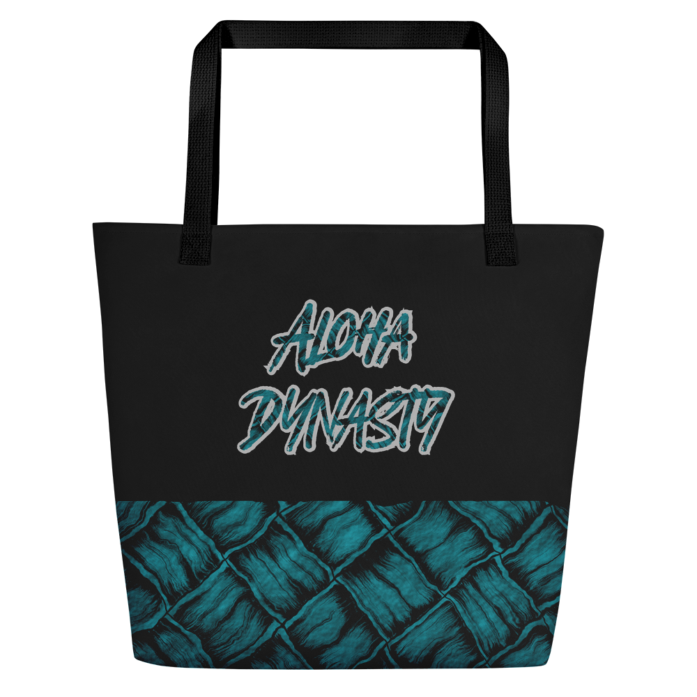 Rare Breed Aloha Dynasty, Teal Hala Large Tote/Beach Bag