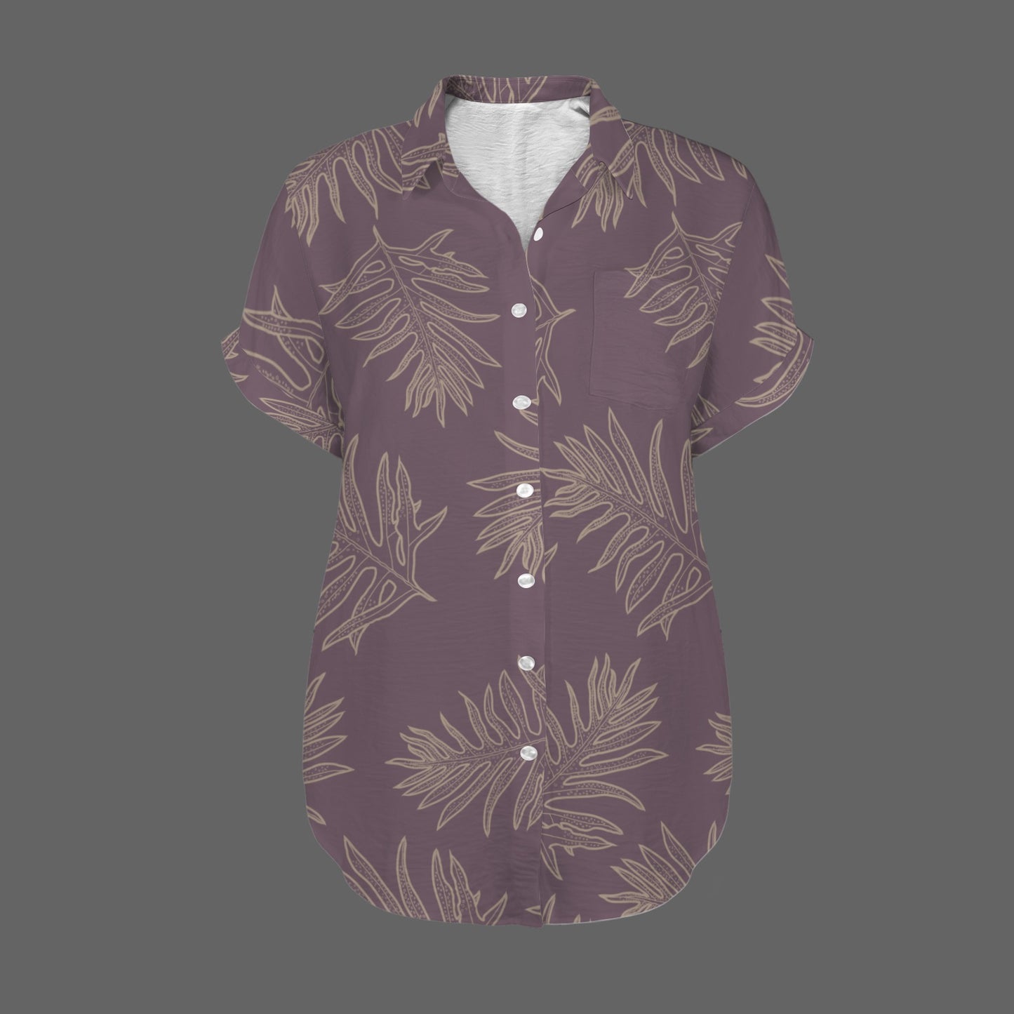 Lauaʻe Short Sleeve Button Pocket Blouse - Purple