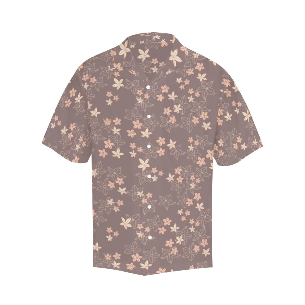 Pua 'Ala Hawaiian Print Menʻs Aloha Shirt - Mocha and Pink