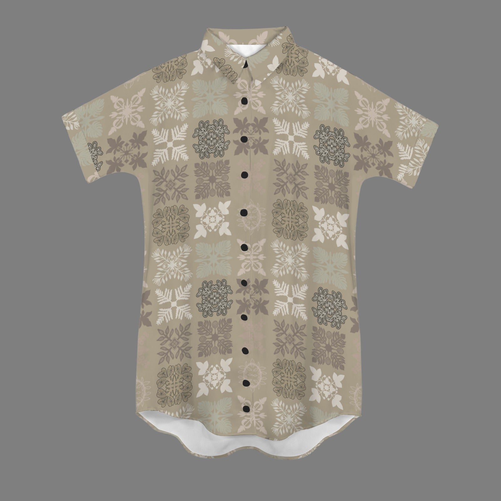 Kapa Kuiki Quilt Nani 2.0 Shirt Dress - Beige and Brown