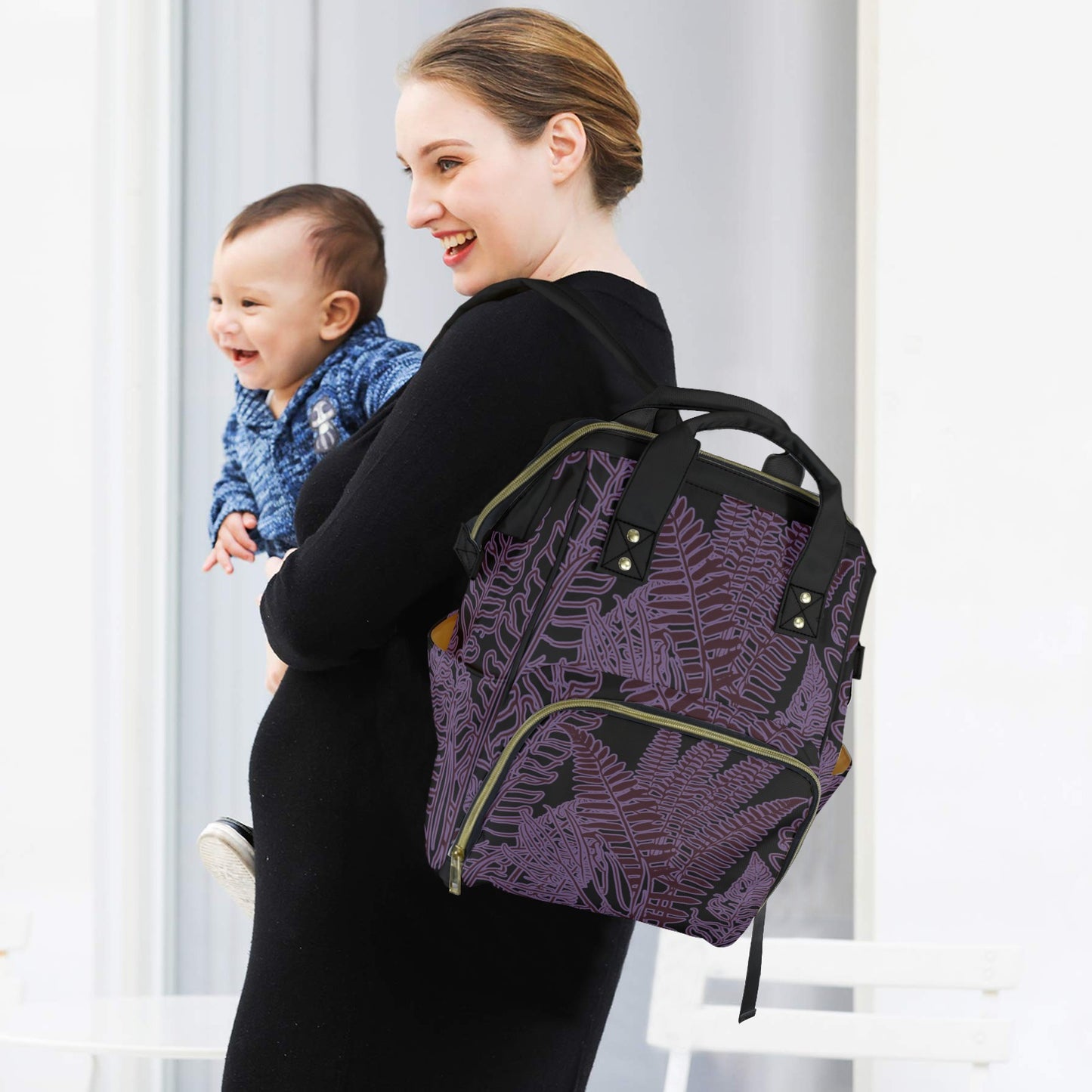 Hawaiian Fern Print Multi-Function Backpack 2.0 - Queenʻs Purple