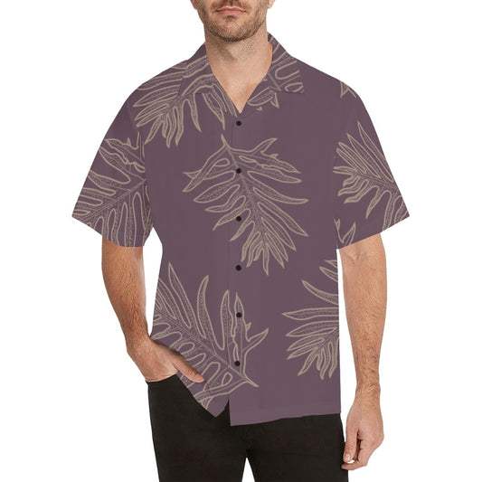 Lauaʻe Fern Hawaiian Print Menʻs Aloha Shirt - Lavender