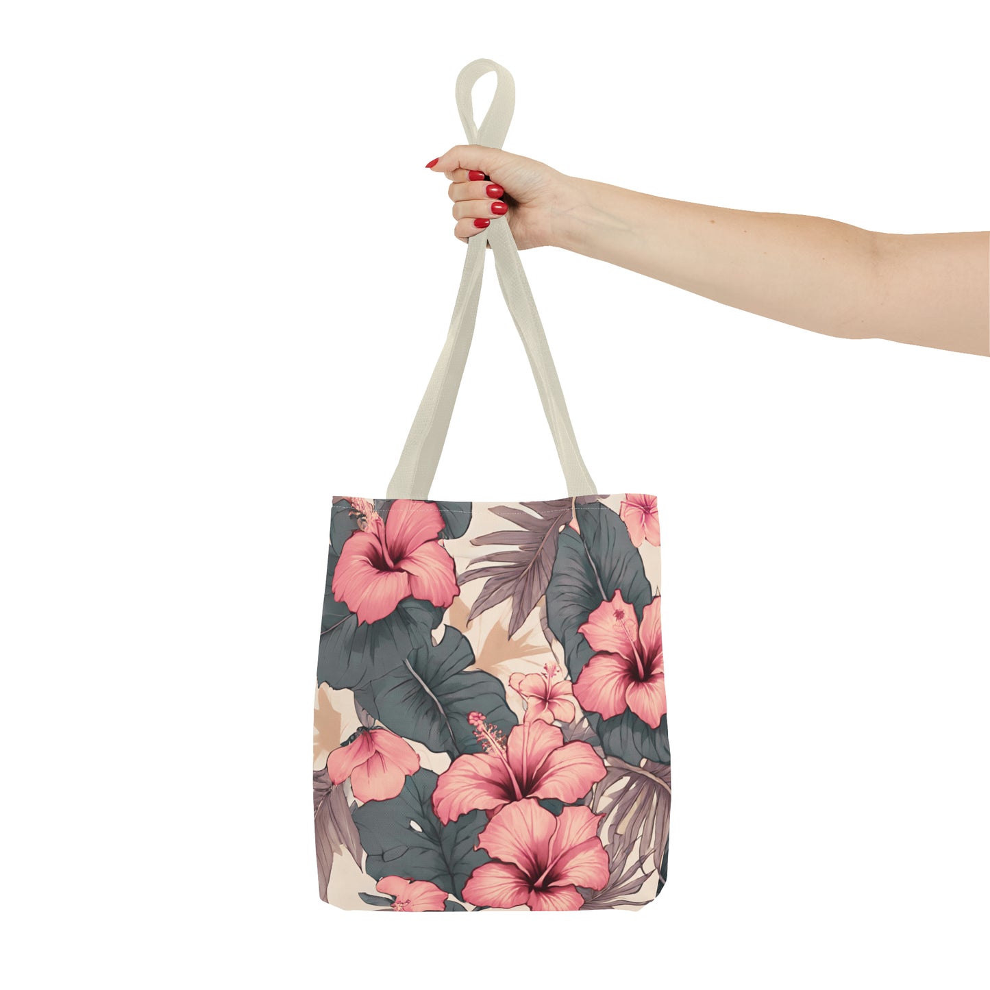 Hibiscus Tropical Hawaiian Print Tote Bag - Soft Tones