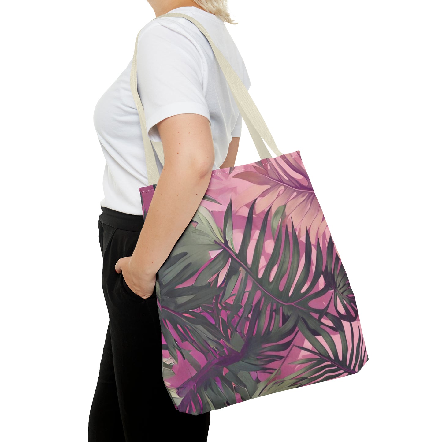 Hawaiian Tropical Print Pink Tones Tote Bag