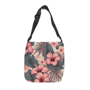 Hibiscus Hawaiian Tropical Print Pink Adjustable Tote Bag