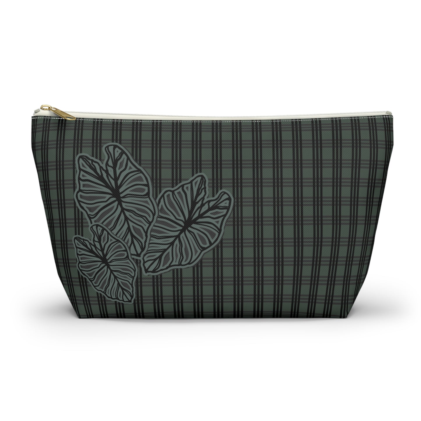 Kalo and Palaka Hawaiian Print - Accessory Pouch w T-bottom (Teal)