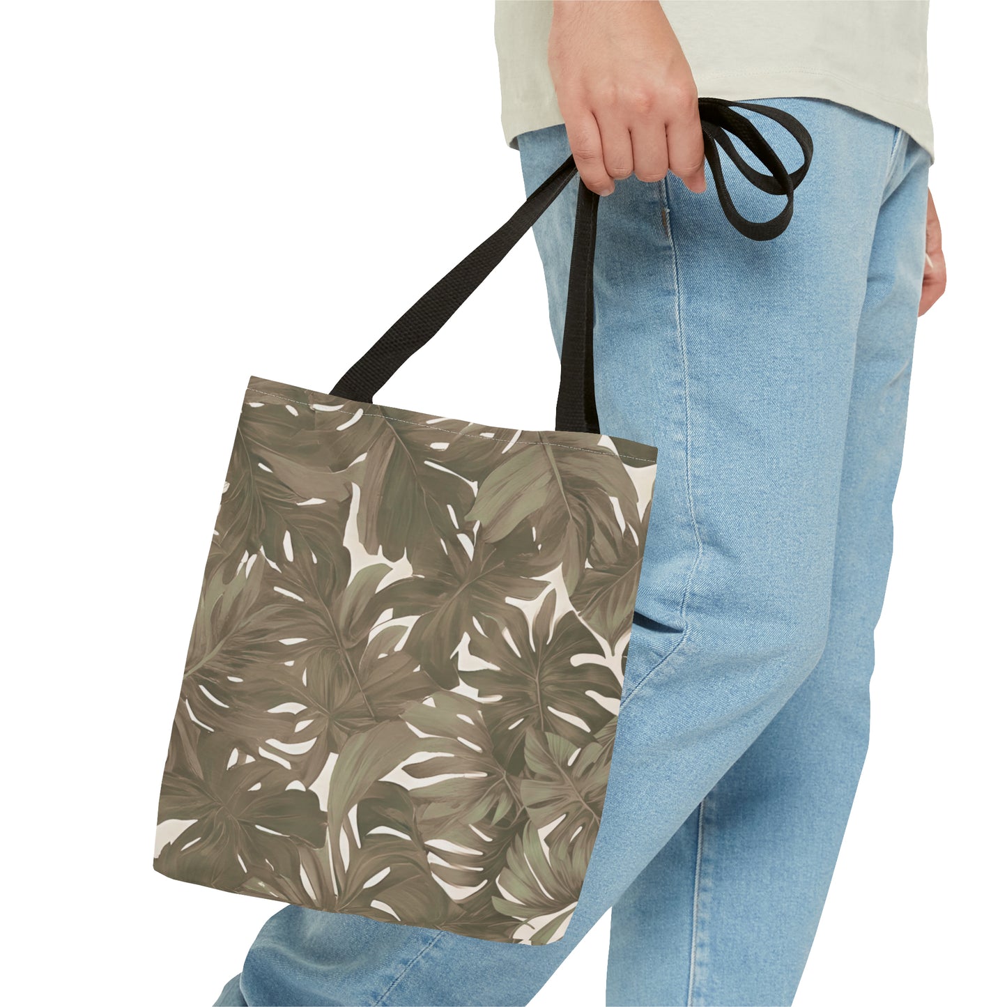 Monstera Tropical Hawaiian Print Neutral Tote Bag