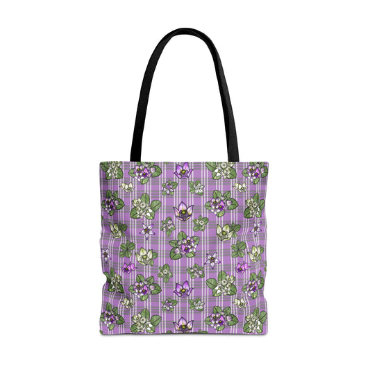 Pua Kalaunu and Palaka Hawaiian Print Tote Bag (purple)