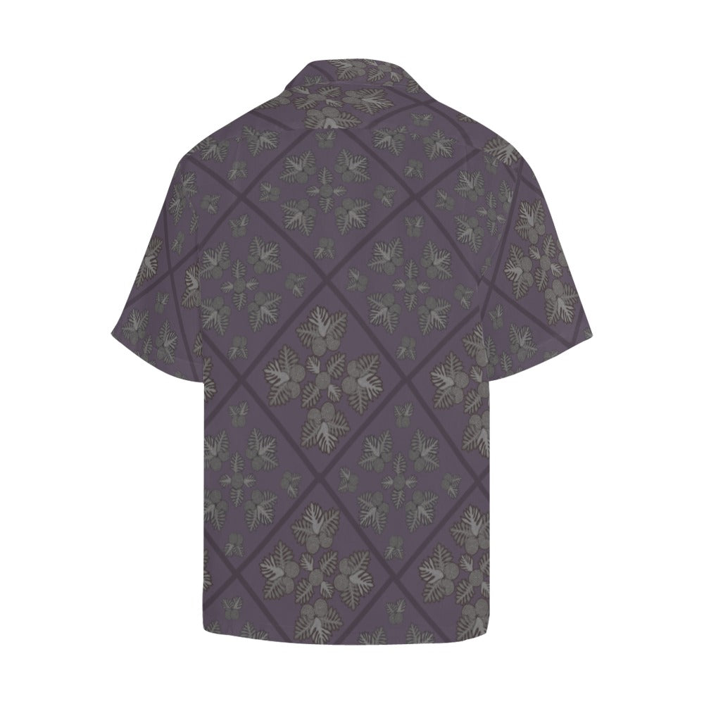 Ulu Quilt Design - Menʻs Aloha Shirt Queenʻs Purple & Gray Hawaiian Shirt