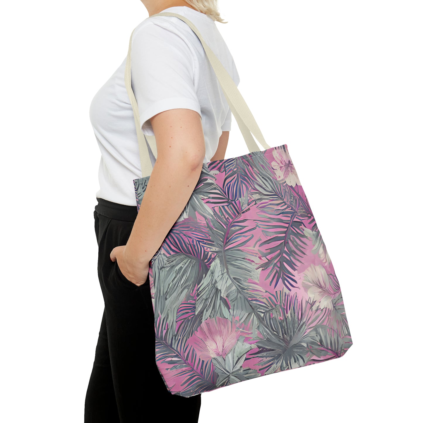 Hawaiian Tropical Print Soft Pink Tote Bag