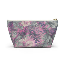 Load image into Gallery viewer, Hawaiian Tropical Print Soft Pink Tones - Accessory Pouch w T-bottom