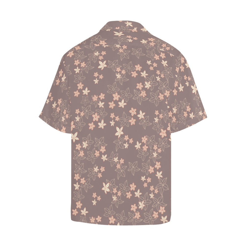 Pua 'Ala Hawaiian Print Menʻs Aloha Shirt - Mocha and Pink