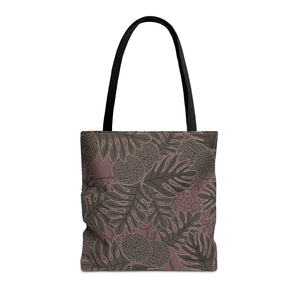 Ulu Breadfruit Hawaiian Print Tote Bag - Dusty Mauve