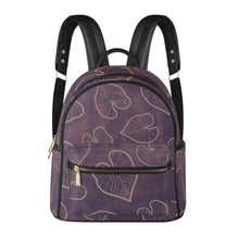 Load image into Gallery viewer, Kalo Taro Leaf Hawaiian Print Mini Backpack - Faux Leather, Purple Watercolor Design