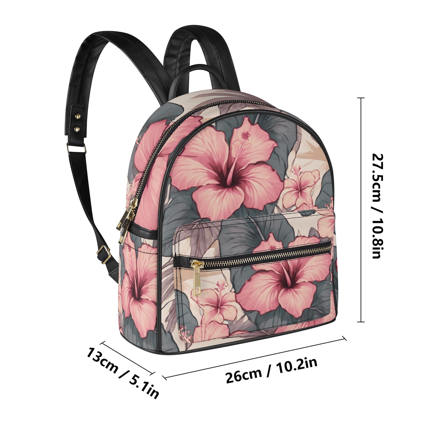 Hibiscus Hawaiian Print Mini Backpack - Faux Leather