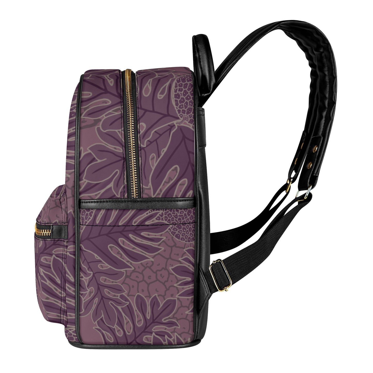 Ulu Breadfruit Hawaiian Print Mini Backpack Purple - Faux Leather