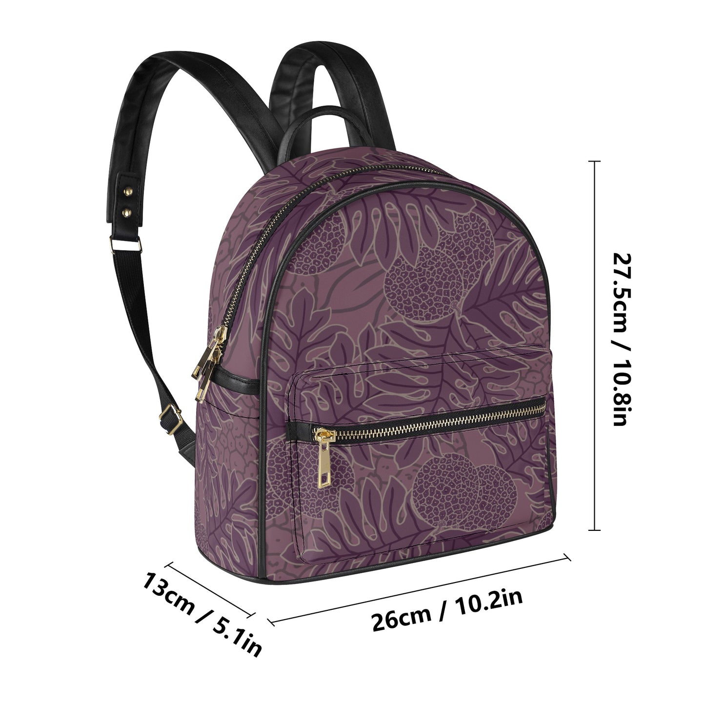 Ulu Breadfruit Hawaiian Print Mini Backpack Purple - Faux Leather