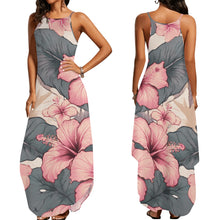 Load image into Gallery viewer, Hibiscus Hawaiian Print Sleeveless Dress with Side Slits