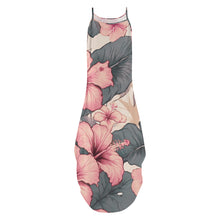 Load image into Gallery viewer, Hibiscus Hawaiian Print Sleeveless Dress with Side Slits