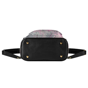 Hawaiian Tropical Print Soft Pink Mini Backpack - Faux Leather