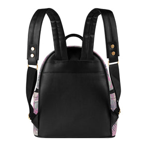 Hawaiian Tropical Print Soft Pink Mini Backpack - Faux Leather