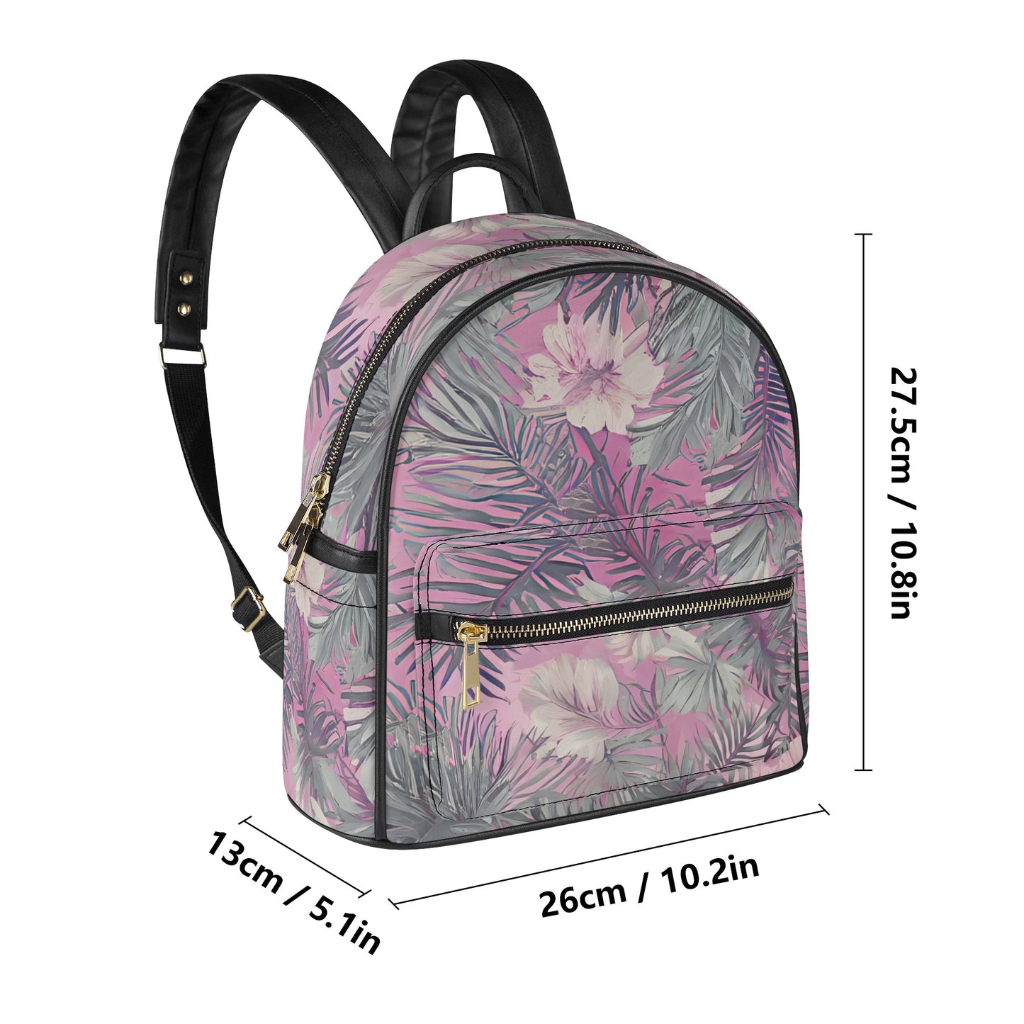 Hawaiian Tropical Print Soft Pink Mini Backpack - Faux Leather