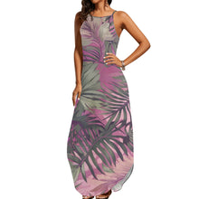 Load image into Gallery viewer, Hawaiian Tropical Print Pink Sleeveless Dress with Side Slits