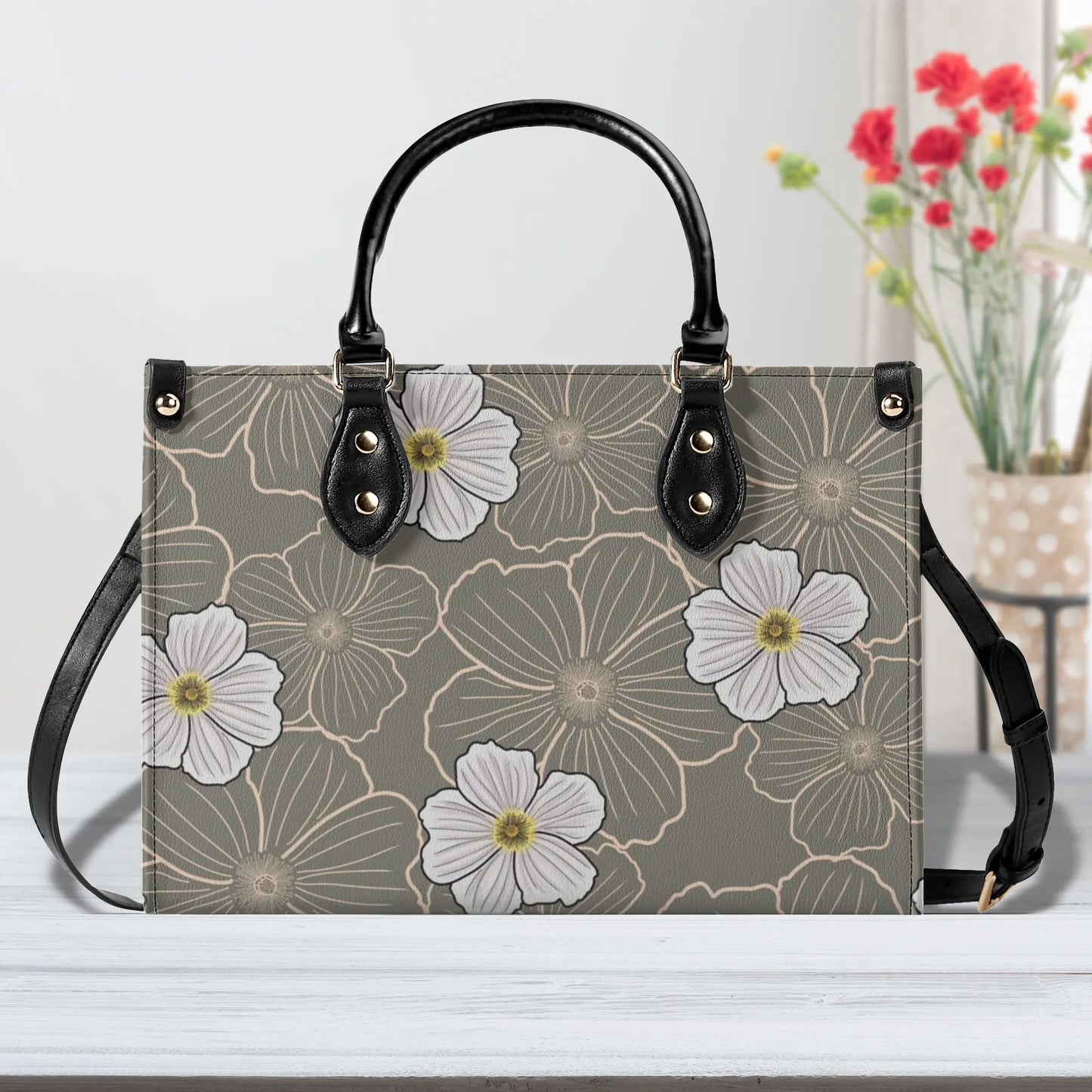 Pua Kala Hawaiian Poppy Faux Leather Tote - The Haunani Tote Bag