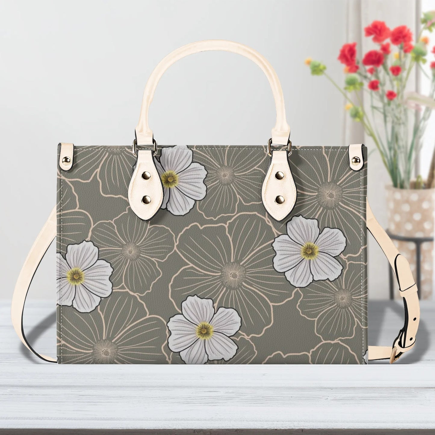 Pua Kala Hawaiian Poppy Faux Leather Tote - The Haunani Tote Bag