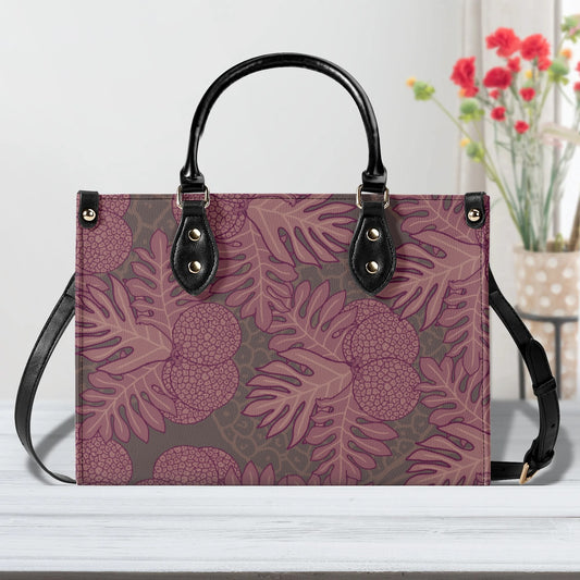 Ulu Faux Leather Tote - The Haunani Tote Bag in Pink and Taupe