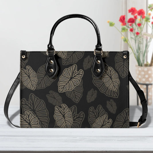 Kalo Taro Faux Leather Tote - The Haunani Tote in Black and Brown