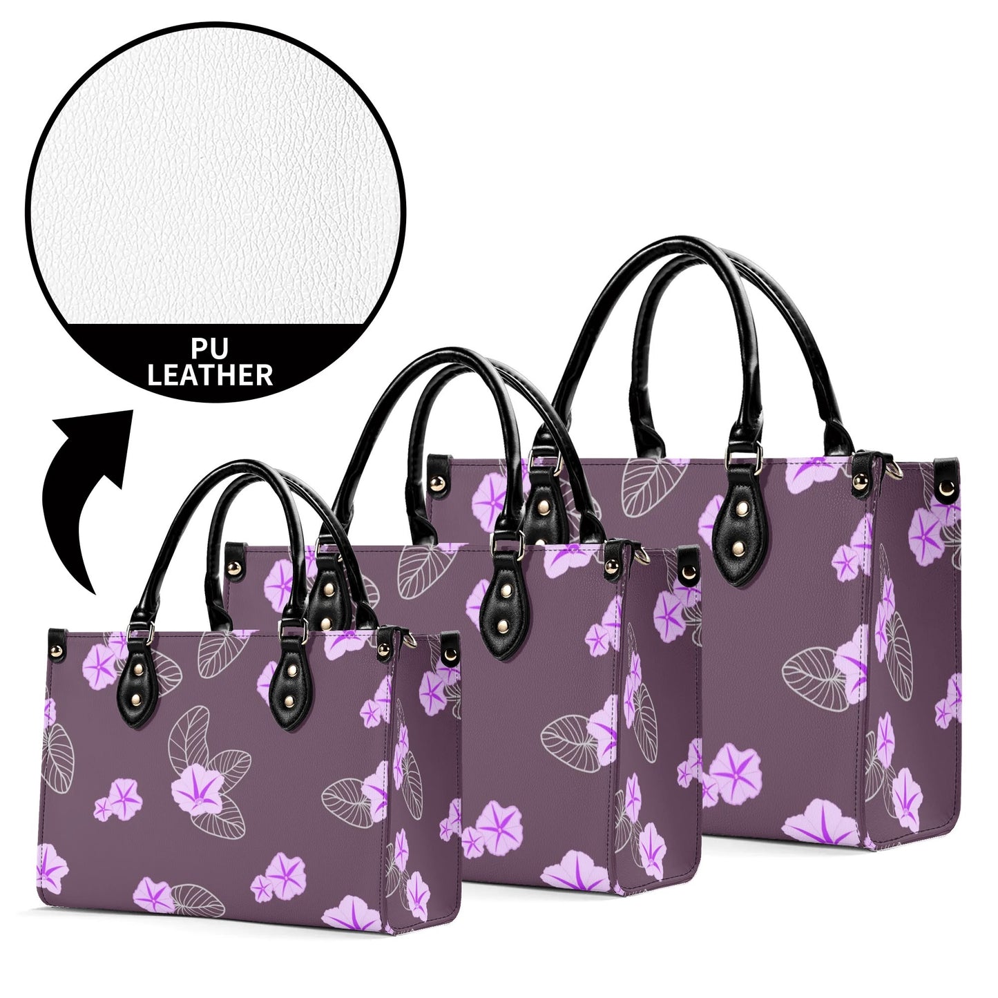 Pōhuehue Faux Leather Tote - The Haunani Tote in Purple Hues