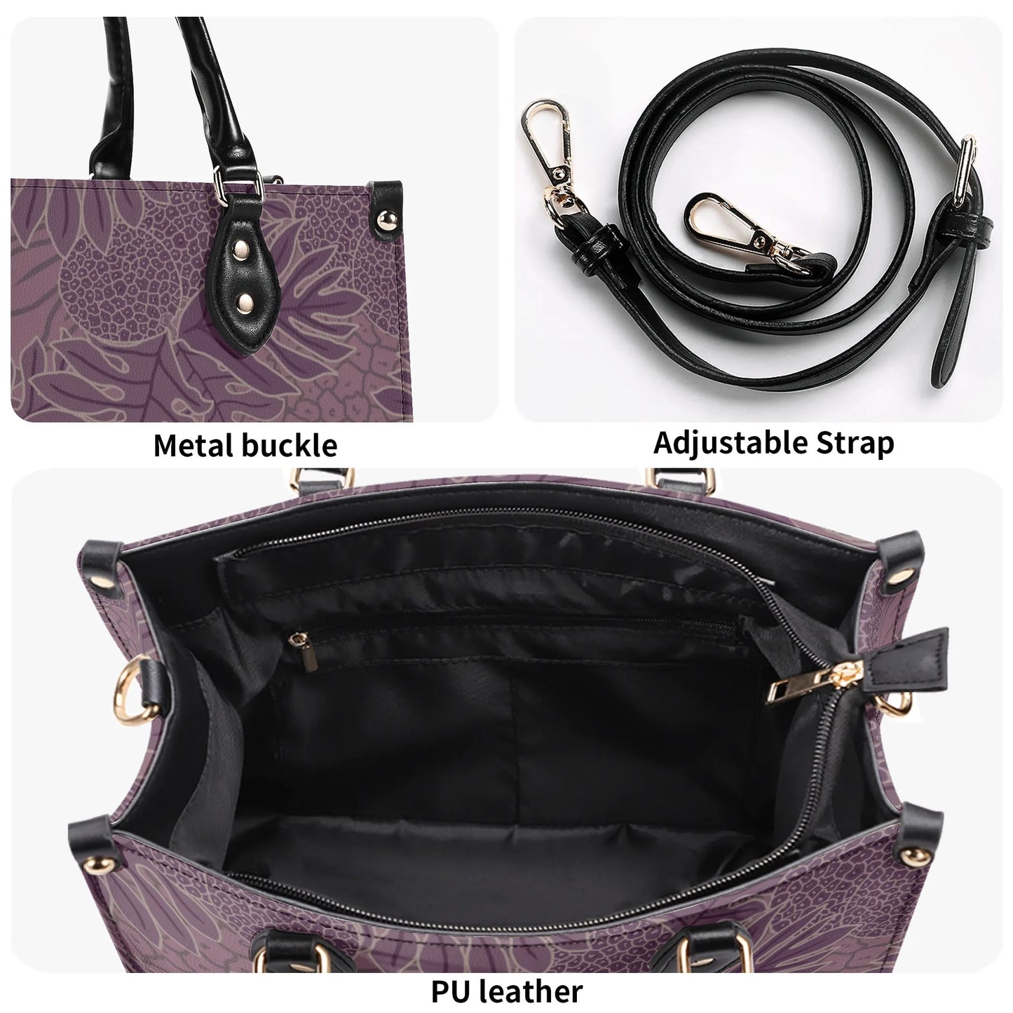 Ulu Faux Leather Tote - The Haunani Tote Bag in Purple