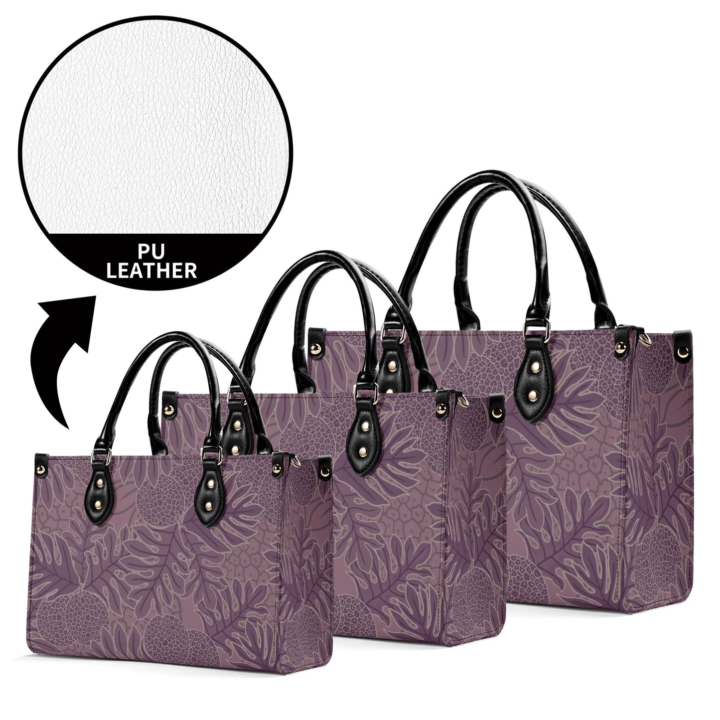 Ulu Faux Leather Tote - The Haunani Tote Bag in Purple