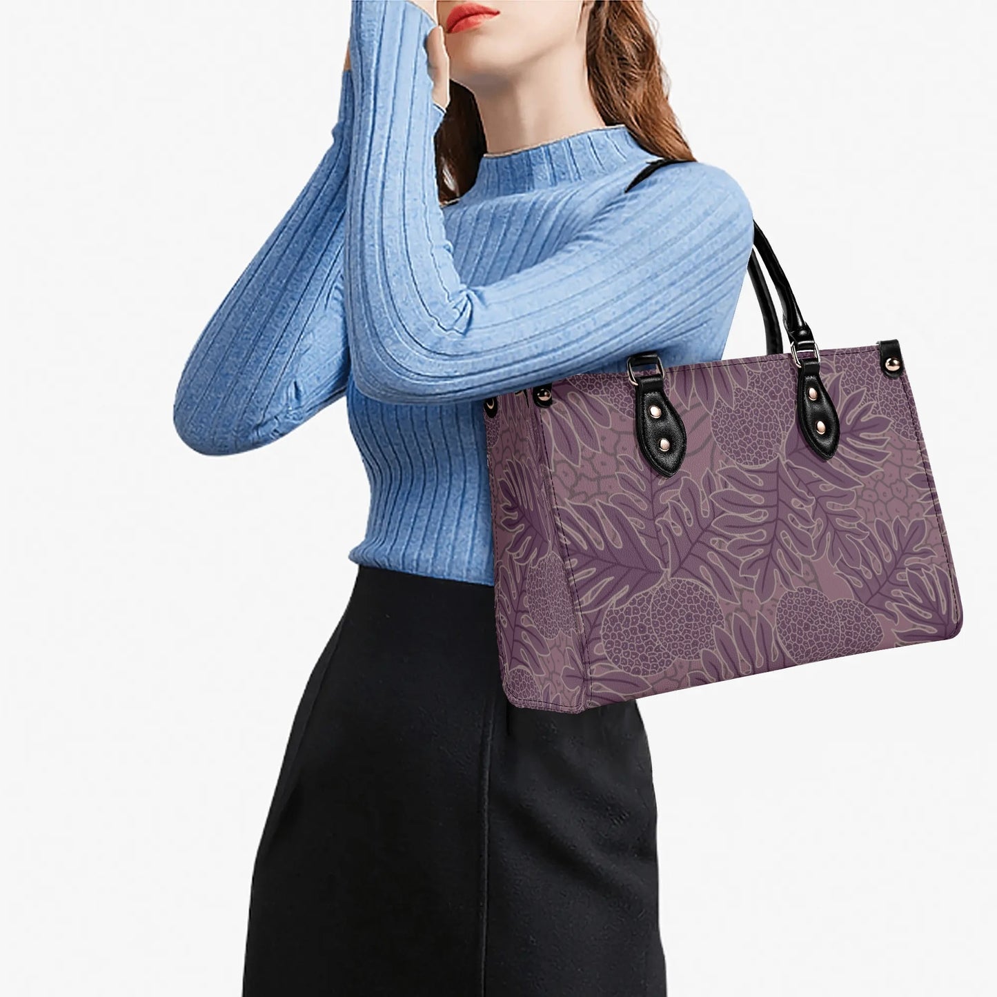 Ulu Faux Leather Tote - The Haunani Tote Bag in Purple