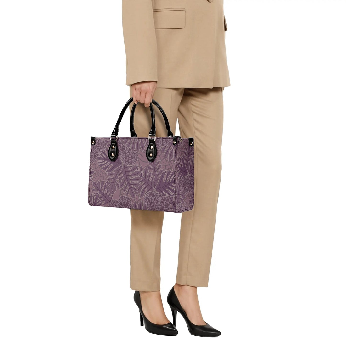 Ulu Faux Leather Tote - The Haunani Tote Bag in Purple