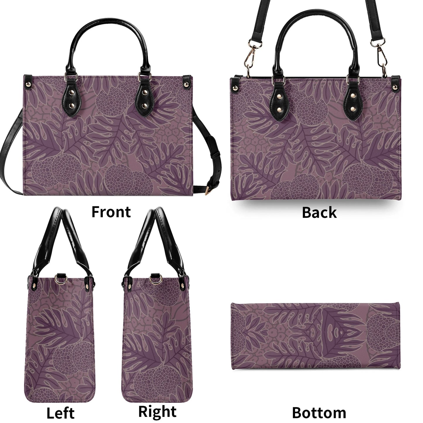 Ulu Faux Leather Tote - The Haunani Tote Bag in Purple