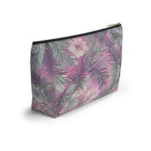 Load image into Gallery viewer, Hawaiian Tropical Print Soft Pink Tones - Accessory Pouch w T-bottom