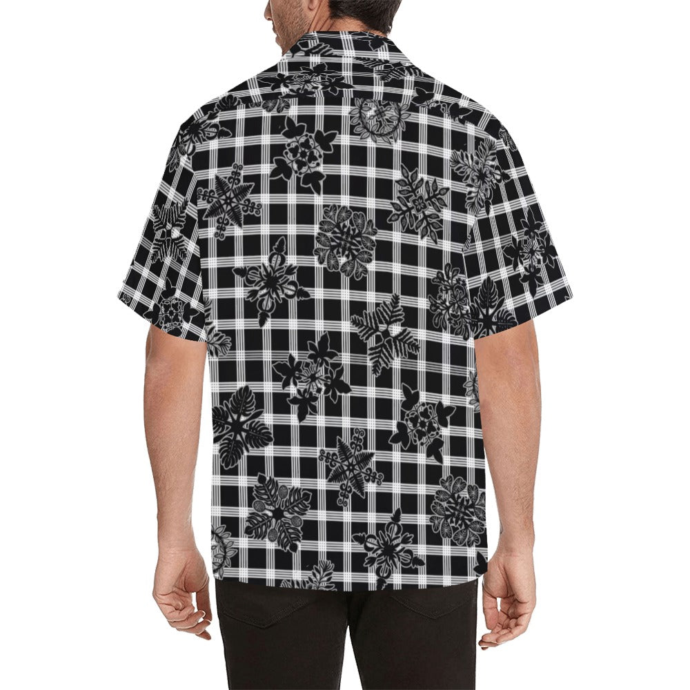 Palaka Kapa Kuiki - Menʻs Aloha Shirt, Black and White