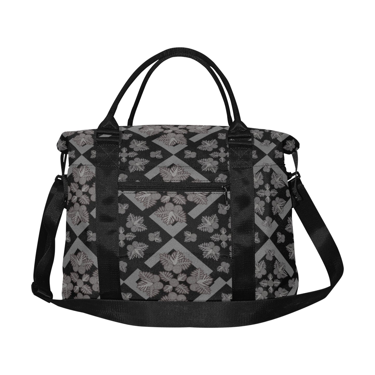 Ulu Quilt Gray & Black Duffle Bag with Trolley Sleeve - The Huaka'i Weekender Duffle