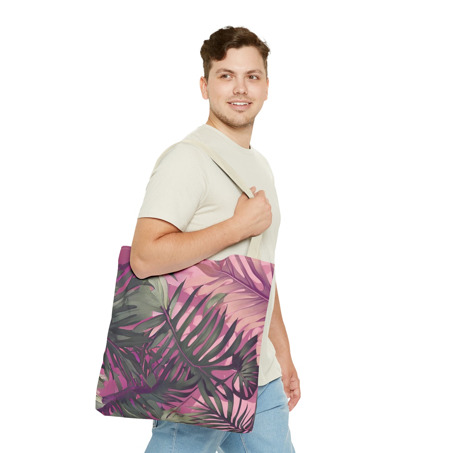 Hawaiian Tropical Print Pink Tones Tote Bag