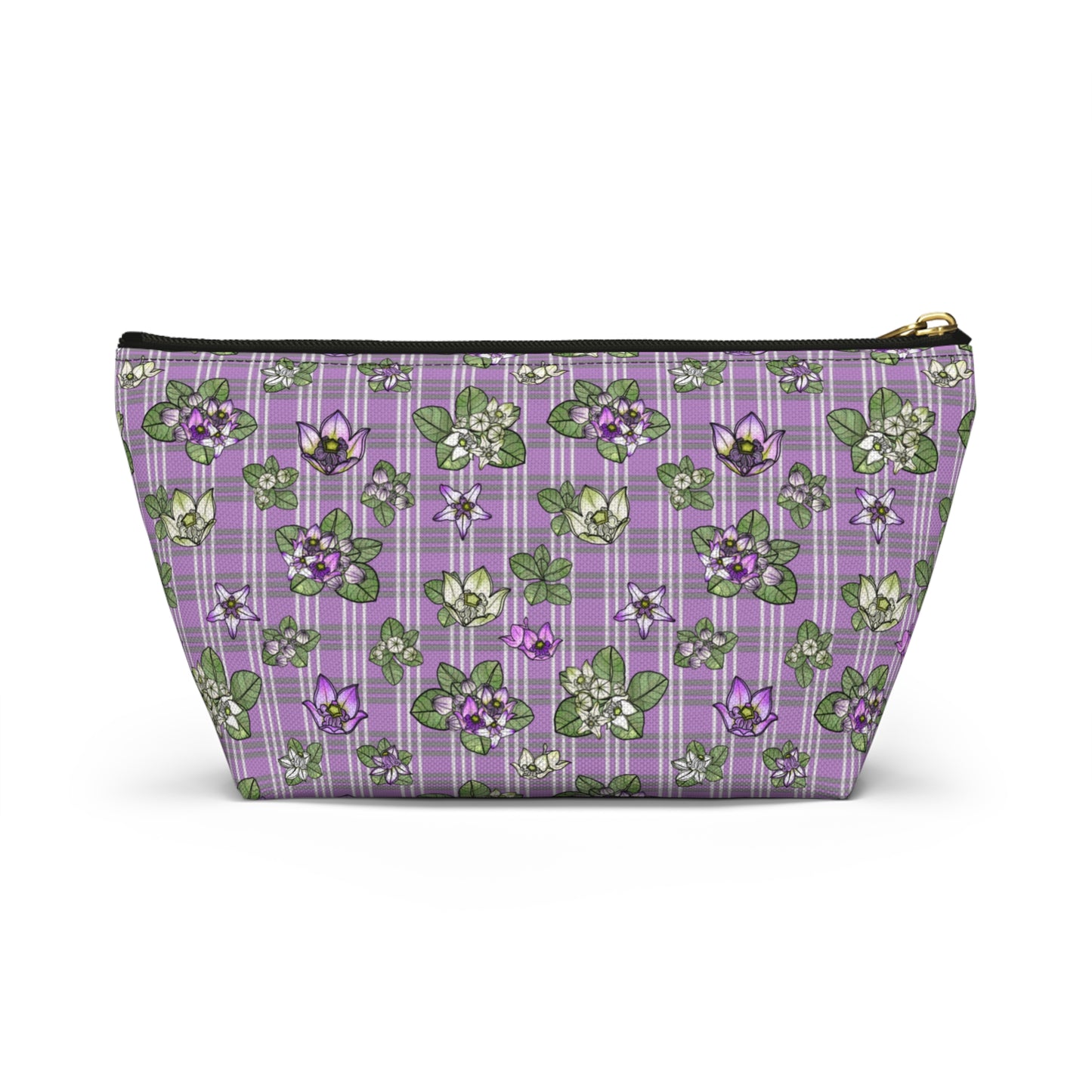 Pua Kalaunu and Palaka Hawaiian Print Accessory Pouch w T-bottom (purple)