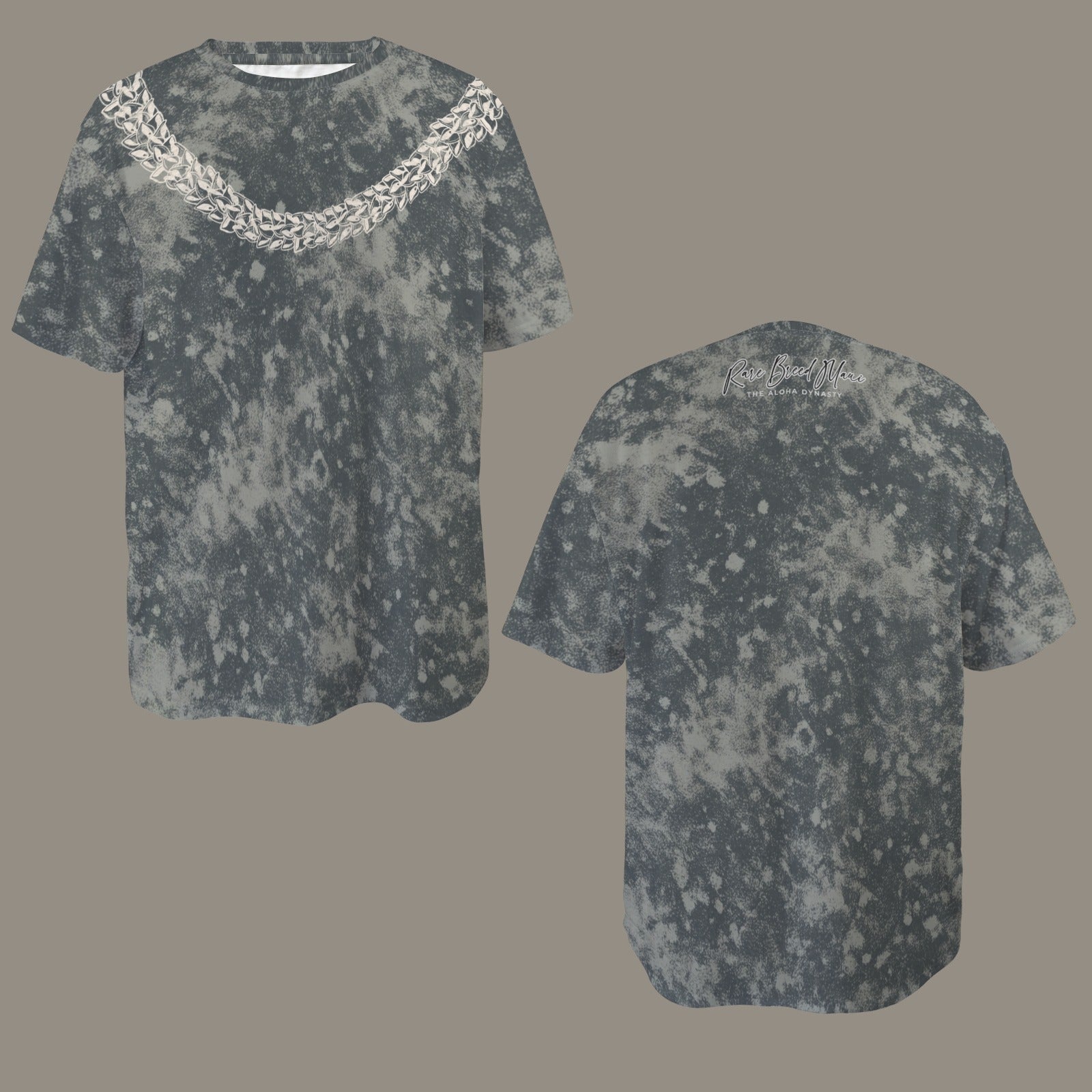 Oversized Vintage Wash Graphic T-shirt | Hawaiian Lei Tee, Smokey Slate Blue Gray - Ni'ihau Shell Lei