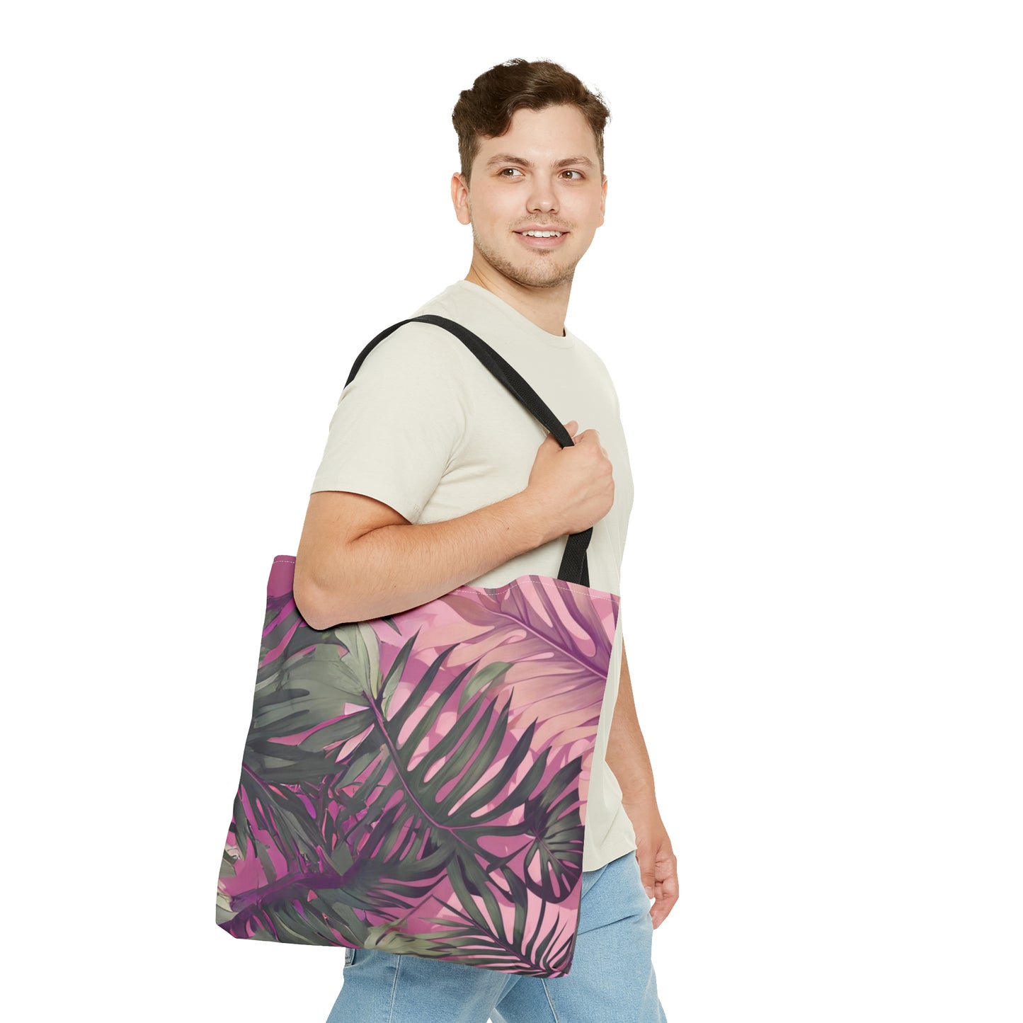 Hawaiian Tropical Print Pink Tones Tote Bag