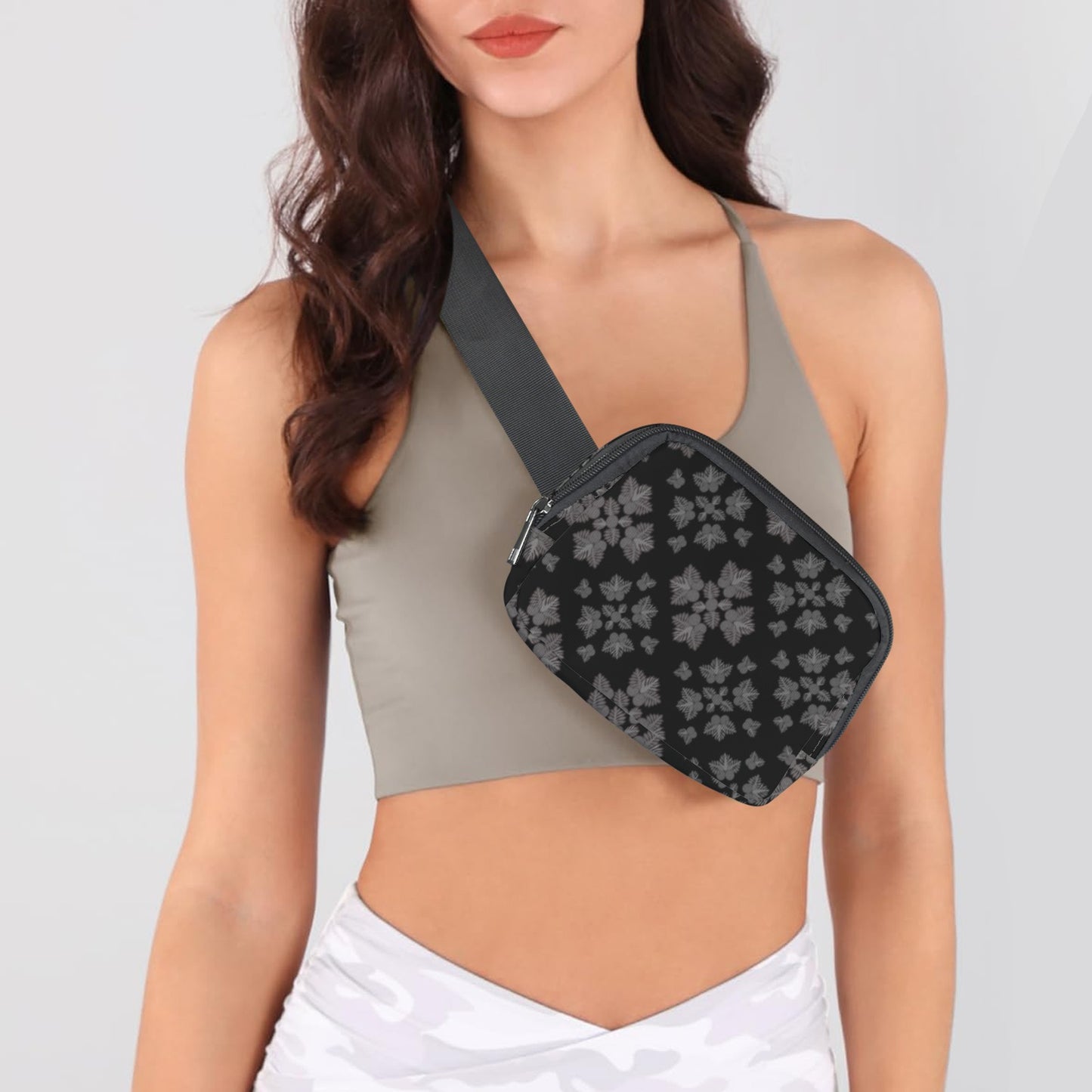 Holoholo Belt Bag - Ulu Quilt Belt Bag / Chest Bag - Black and Gray Belt Bag-Small