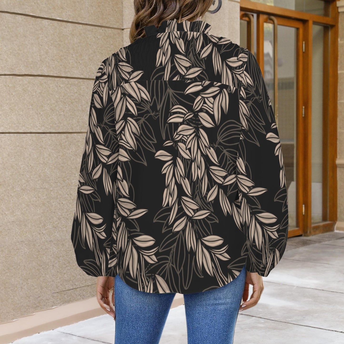 Mālie blouse in Maile, Black and Brown