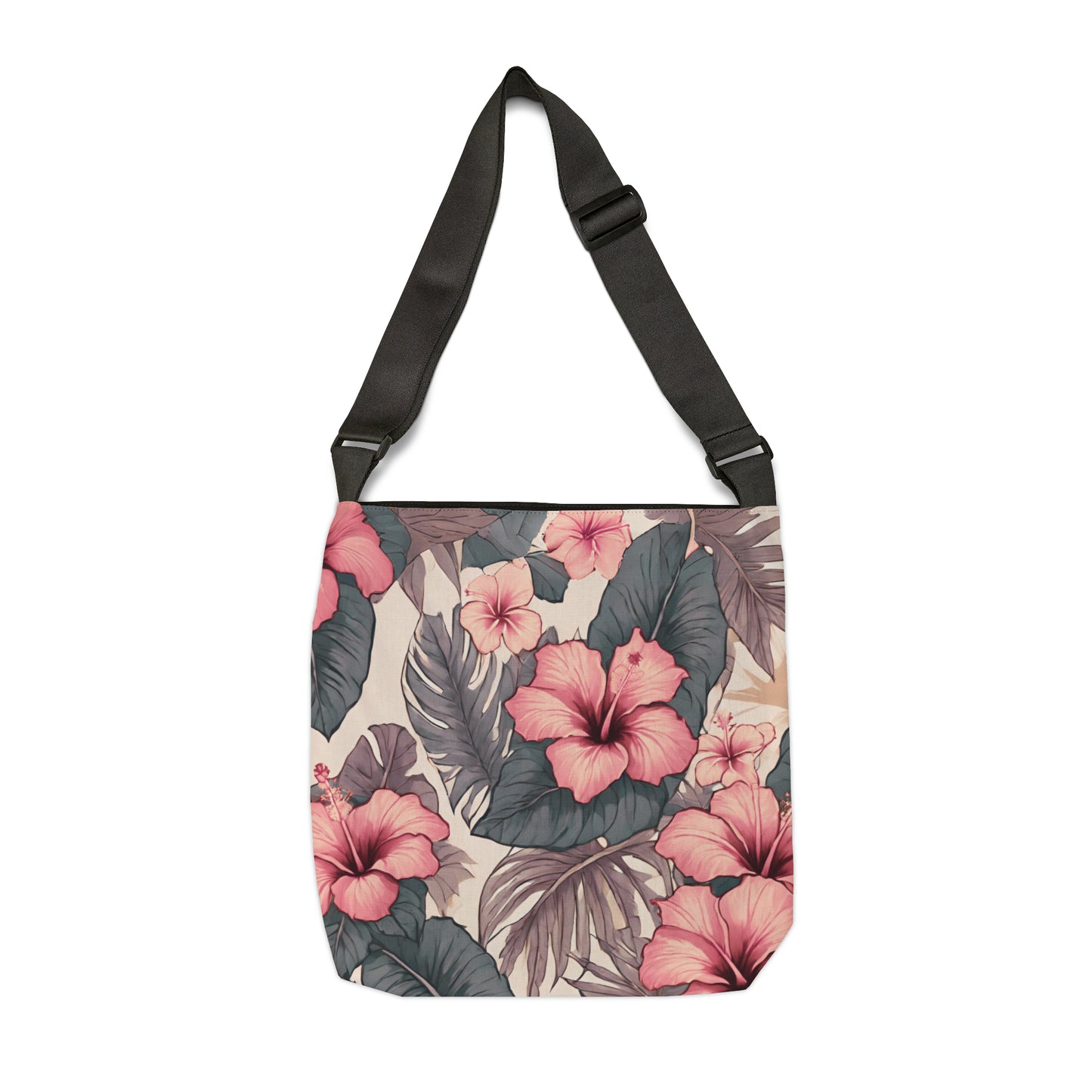 Hibiscus Hawaiian Tropical Print Pink Adjustable Tote Bag