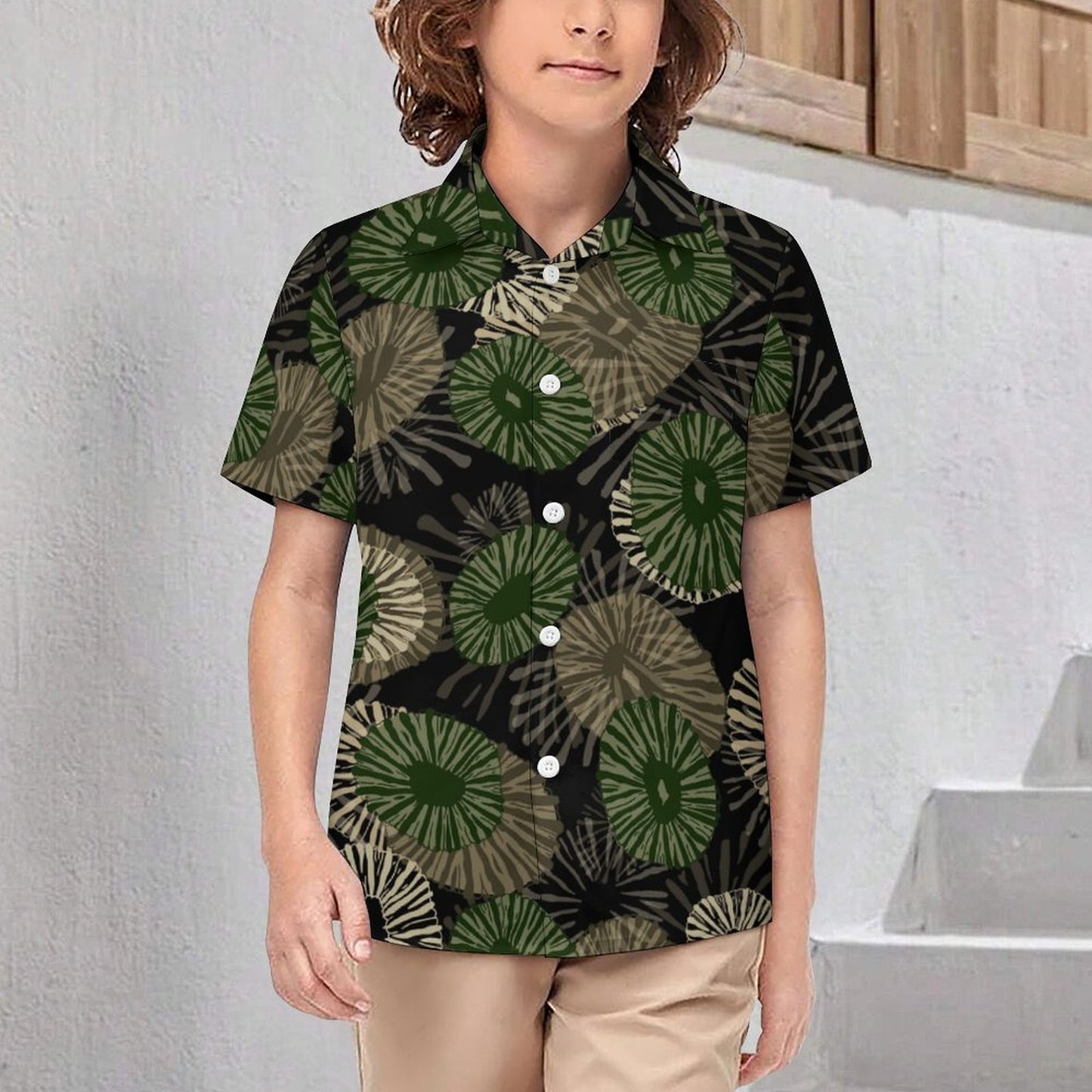 'Opihi Camouflage Hawaiian Print - Keiki Aloha Shirt