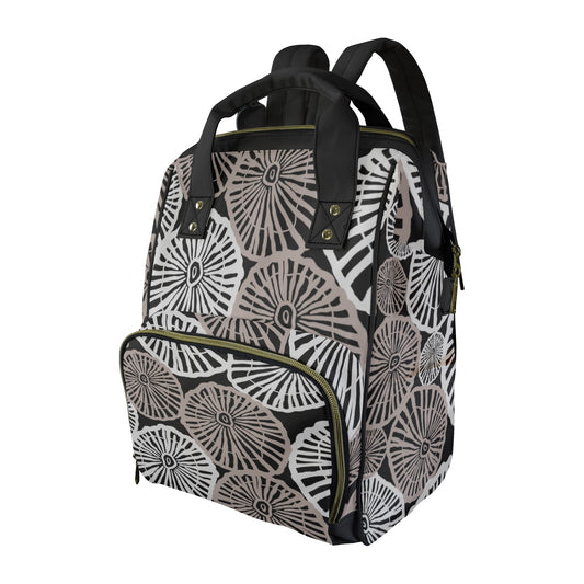 Opihi Hawaiian Print Multi-Function Backpack 2.0 - Gray and Black (ʻOpihi)